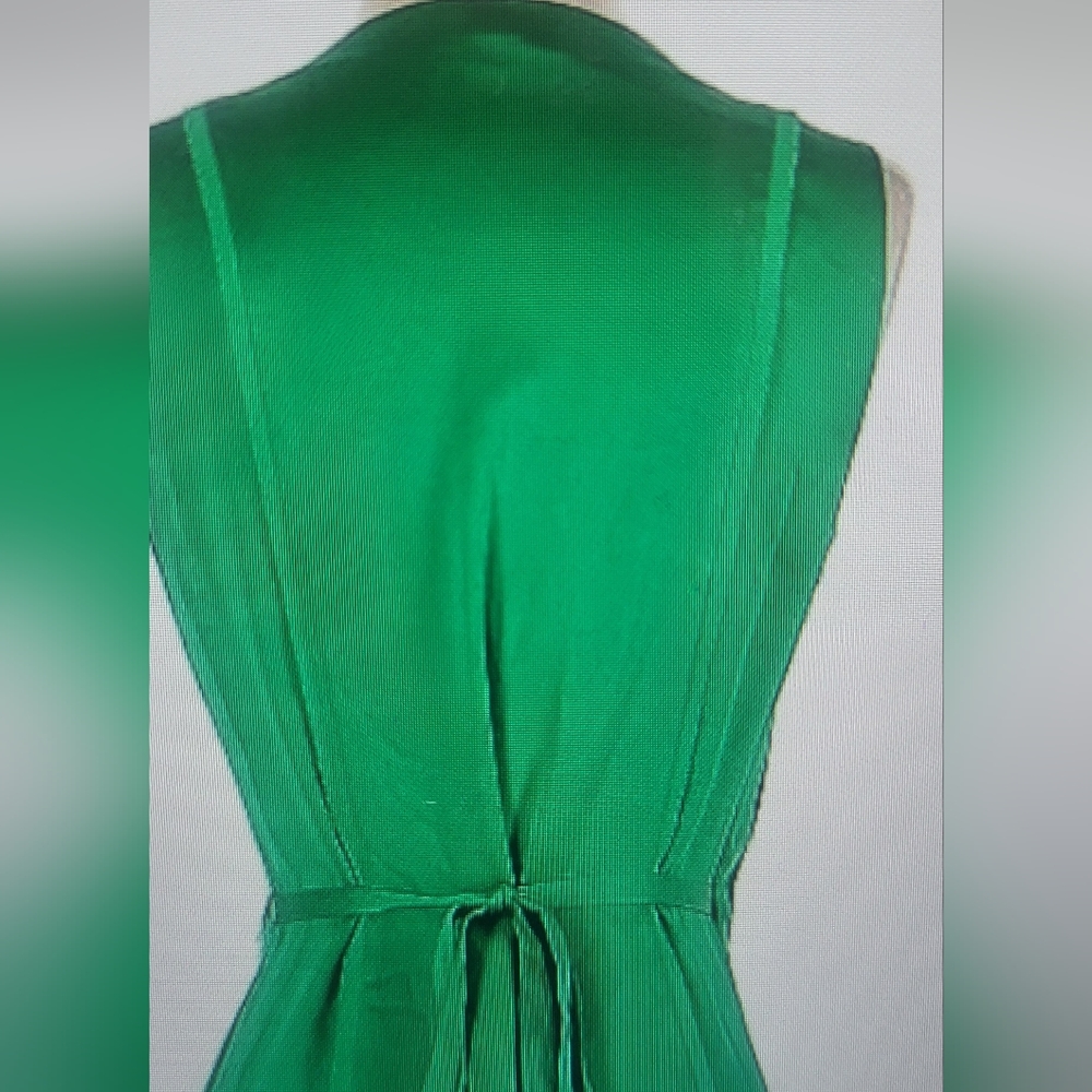 Banana Republic Green Wrap Midi Silk Sleeveless Dress NWT - Picture 4 of 11